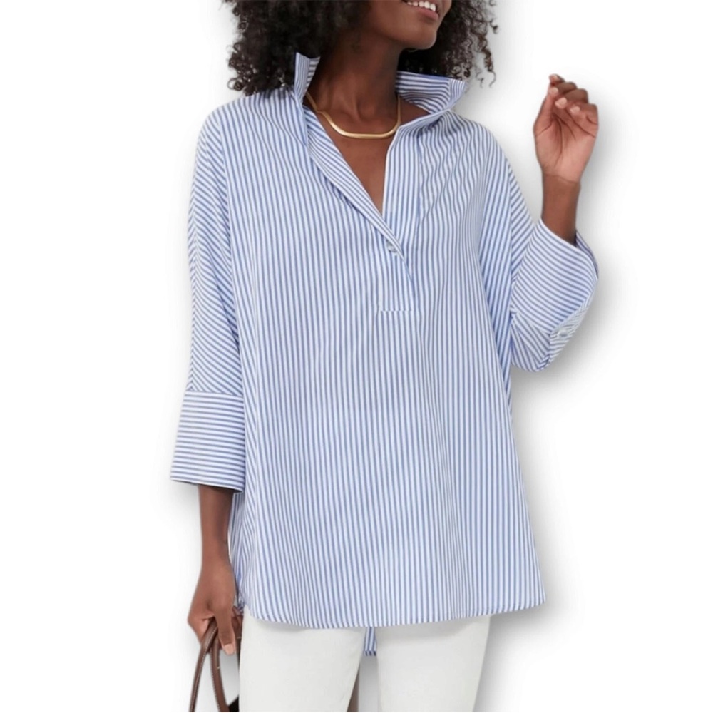 Tuckernuck Blue and White Striped Willow Blouse Tunic